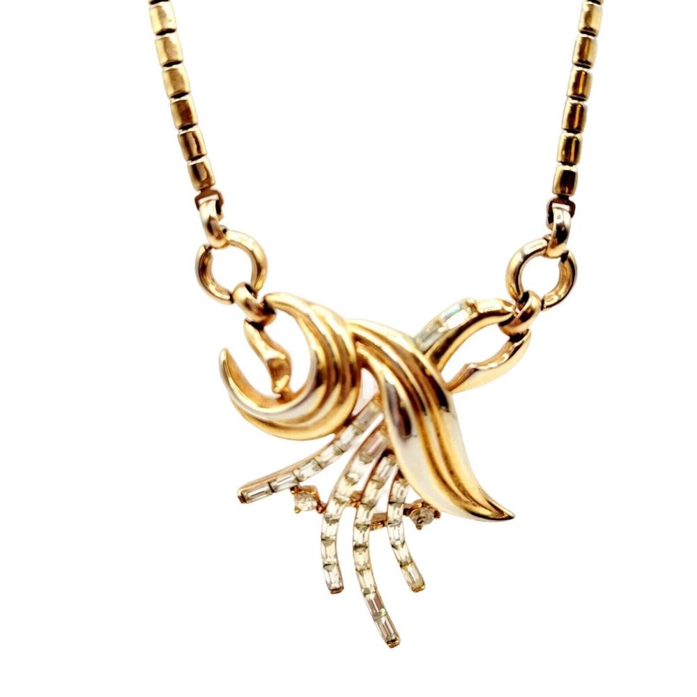Vintage Alfred Phillipe Crown Trifari Necklace Rare Rhinestone Necklace (A2685)